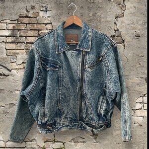 Vintage 80’s90’s Acid Wash Retro Denim Bomber Moto
Distressed Belted Jean Jacket